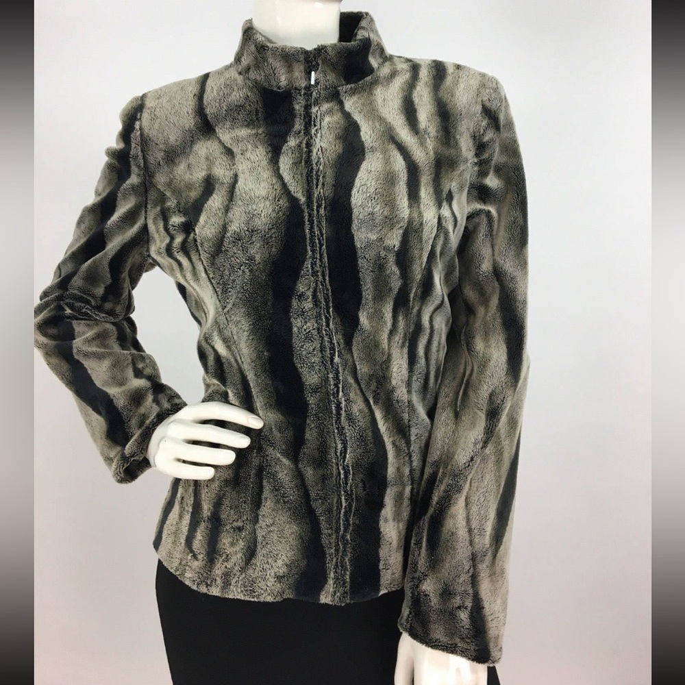 Vintage Lana Sport Chinchilla Faux Fur Zip Up Jacket Size 4